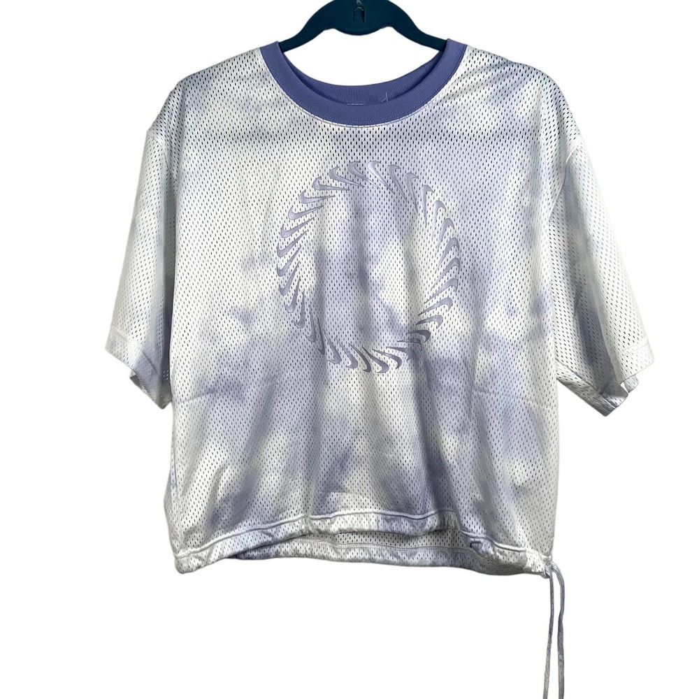 Nike Womens NWT Sportswear Mesh Crop Top Shirt Lavender/White Icon Clash Sz M